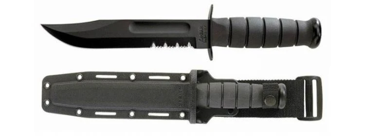 Serrated Black Knife - Hard Sheath